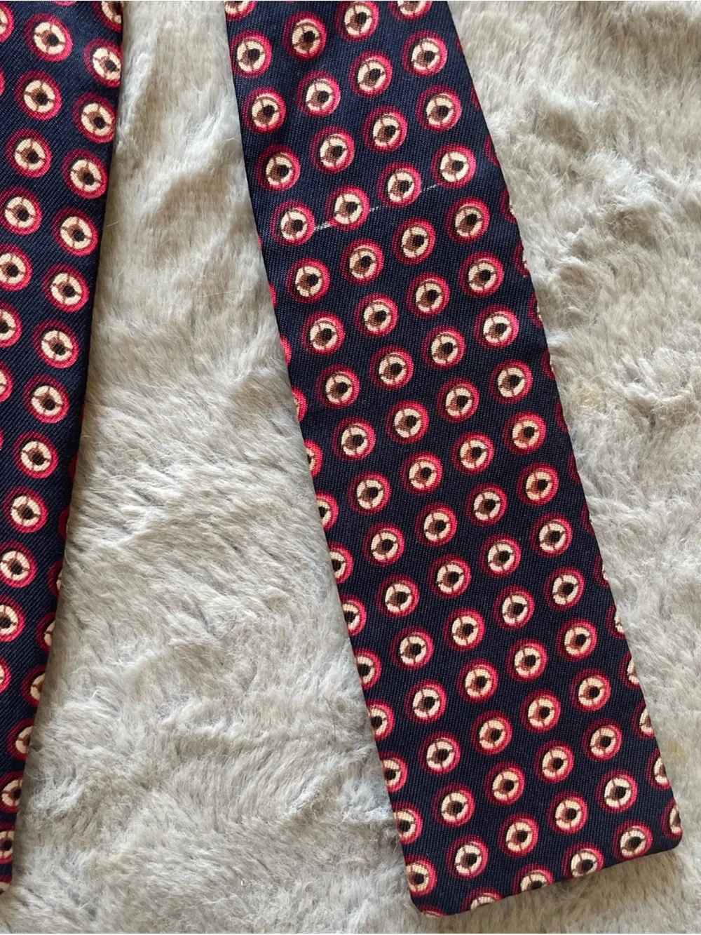 Silk Self-Tie Bow Tie with Red & Cream Medallion Pattern